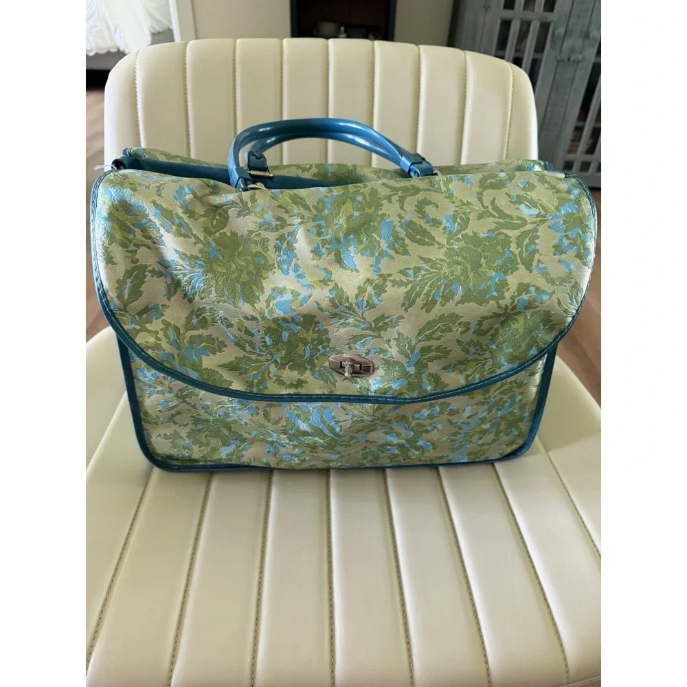 VTG 70s Avon Blue Green Tapestry Sales Rep Carry Case 15